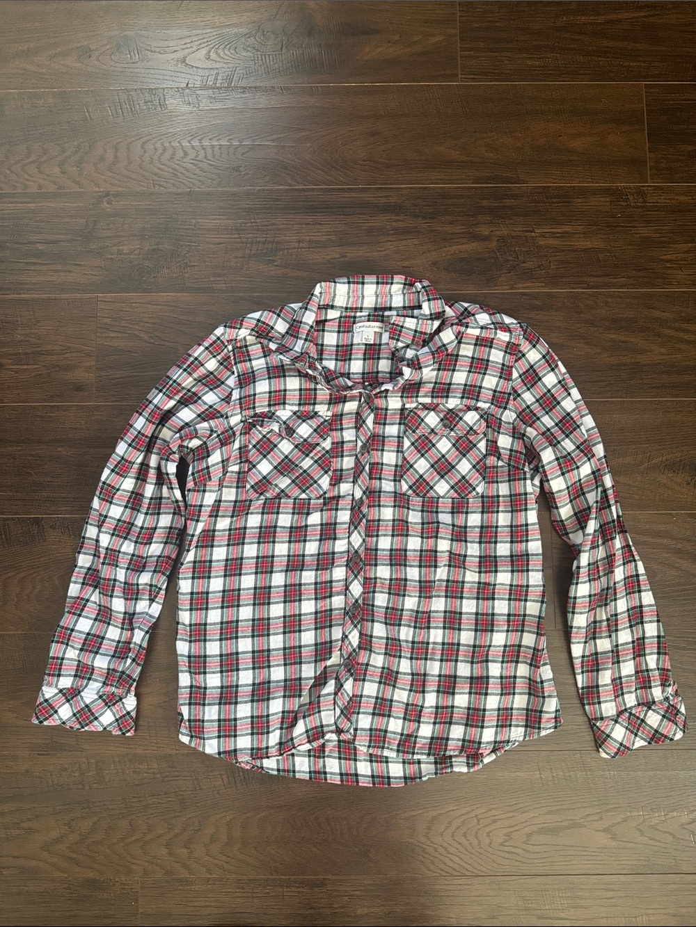 croft & barrow flannel Plaid Button-Down Shirt with Red & Green